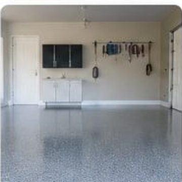 Finished epoxy-coated garage floor